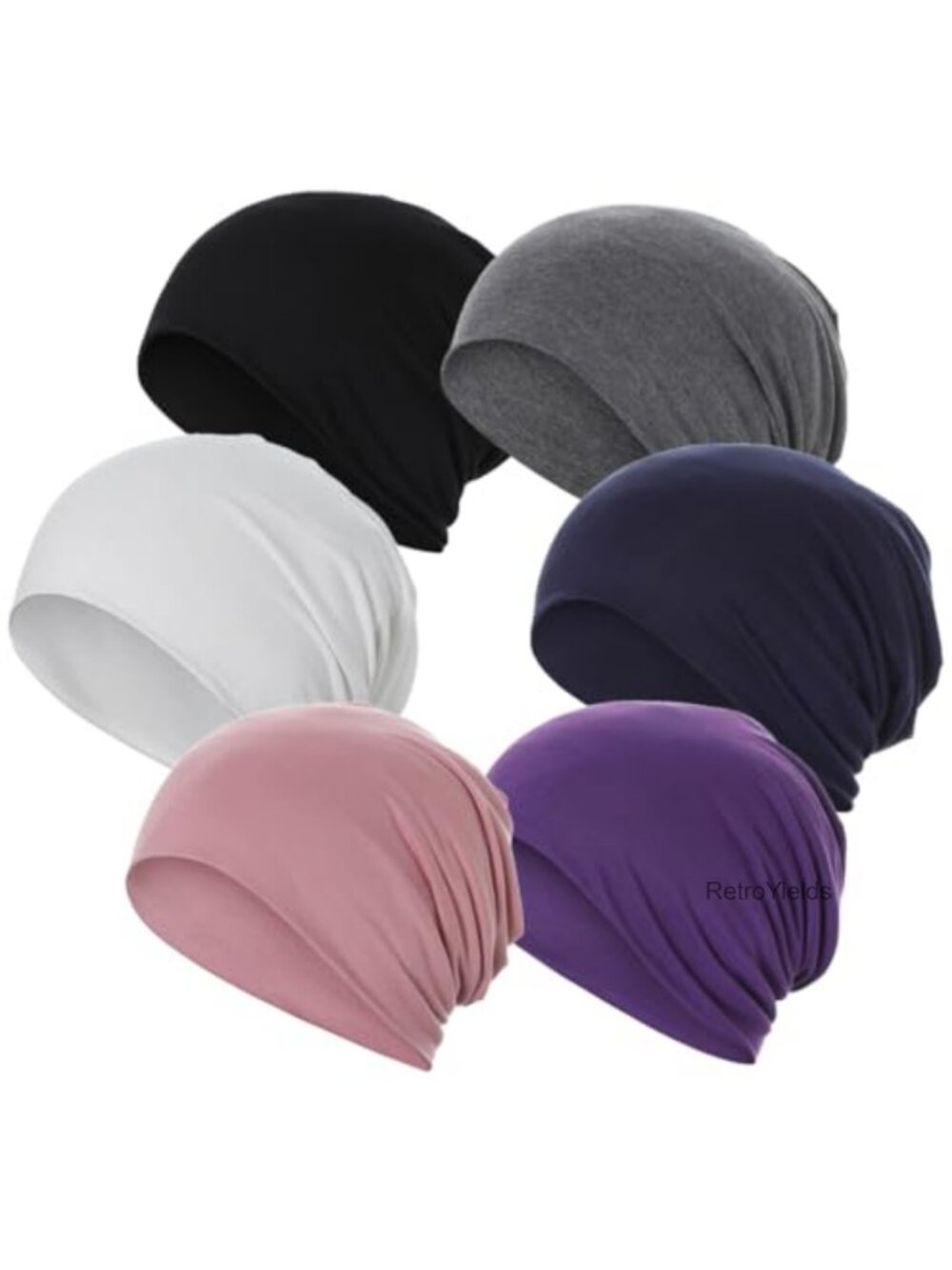 Slouchy Beanie 6 Pack Soft Sleep Cap Chemo Headwear Viscose Cotton Spandex
